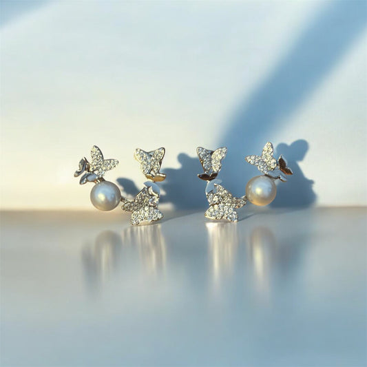Petal Pearl Charm Earings