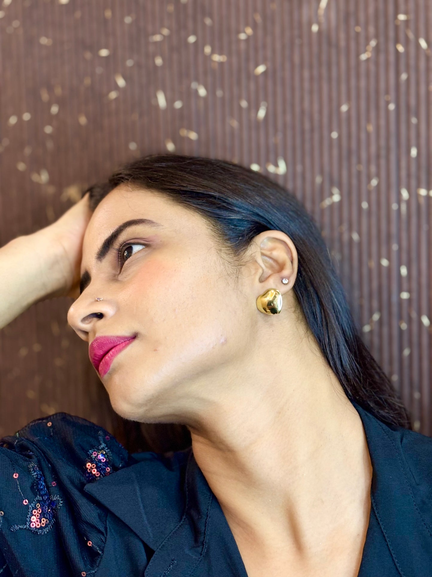 Golden Heart Statement Hoops