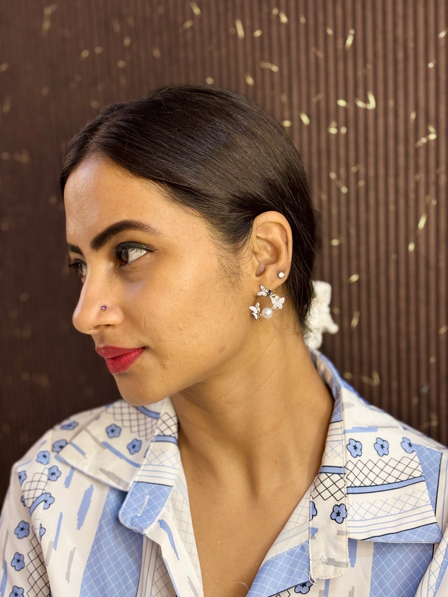Petal Pearl Charm Earings