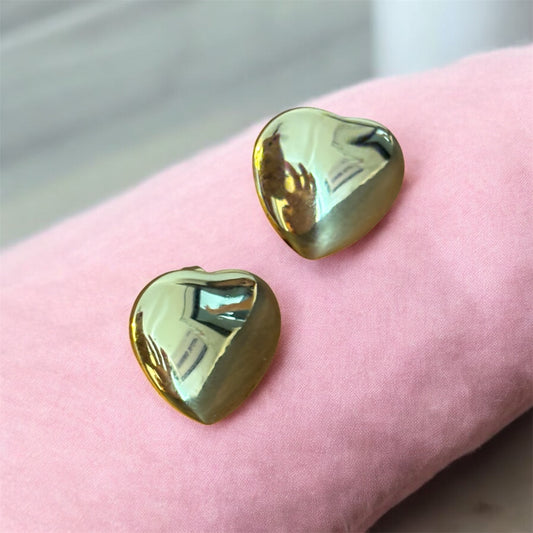 Golden Heart Statement Hoops
