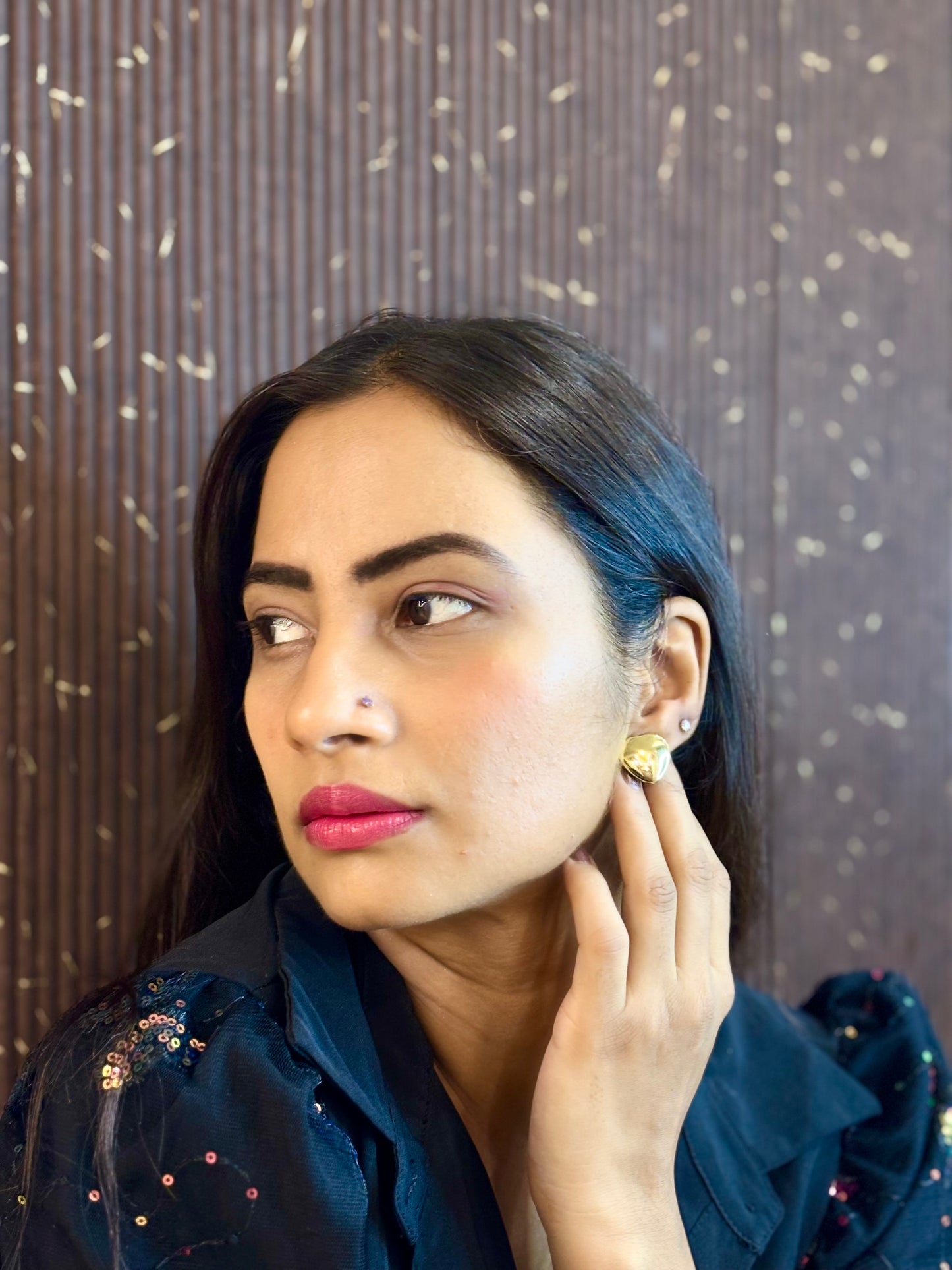Golden Heart Statement Hoops