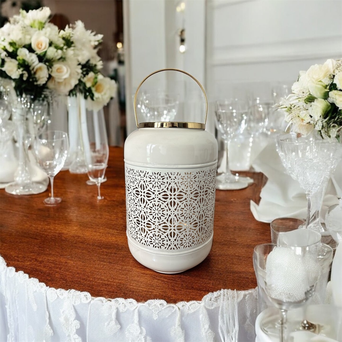 Ivory Glow Cutwork Lantern
