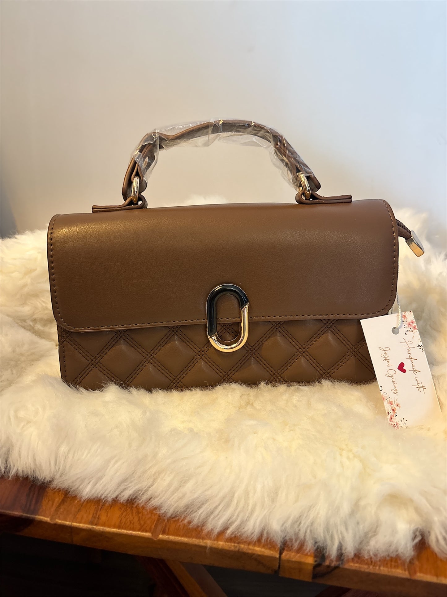 Mocha Charm Quilted Satchel