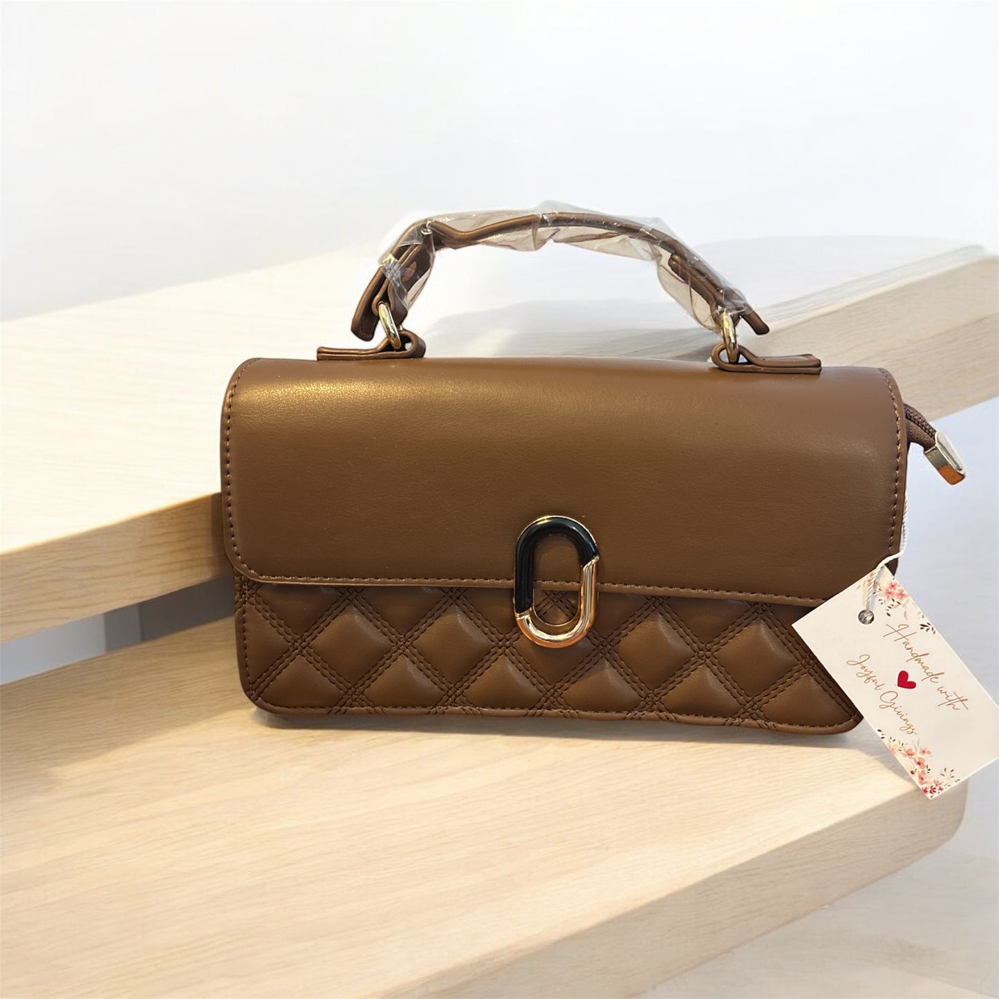 Mocha Charm Quilted Satchel