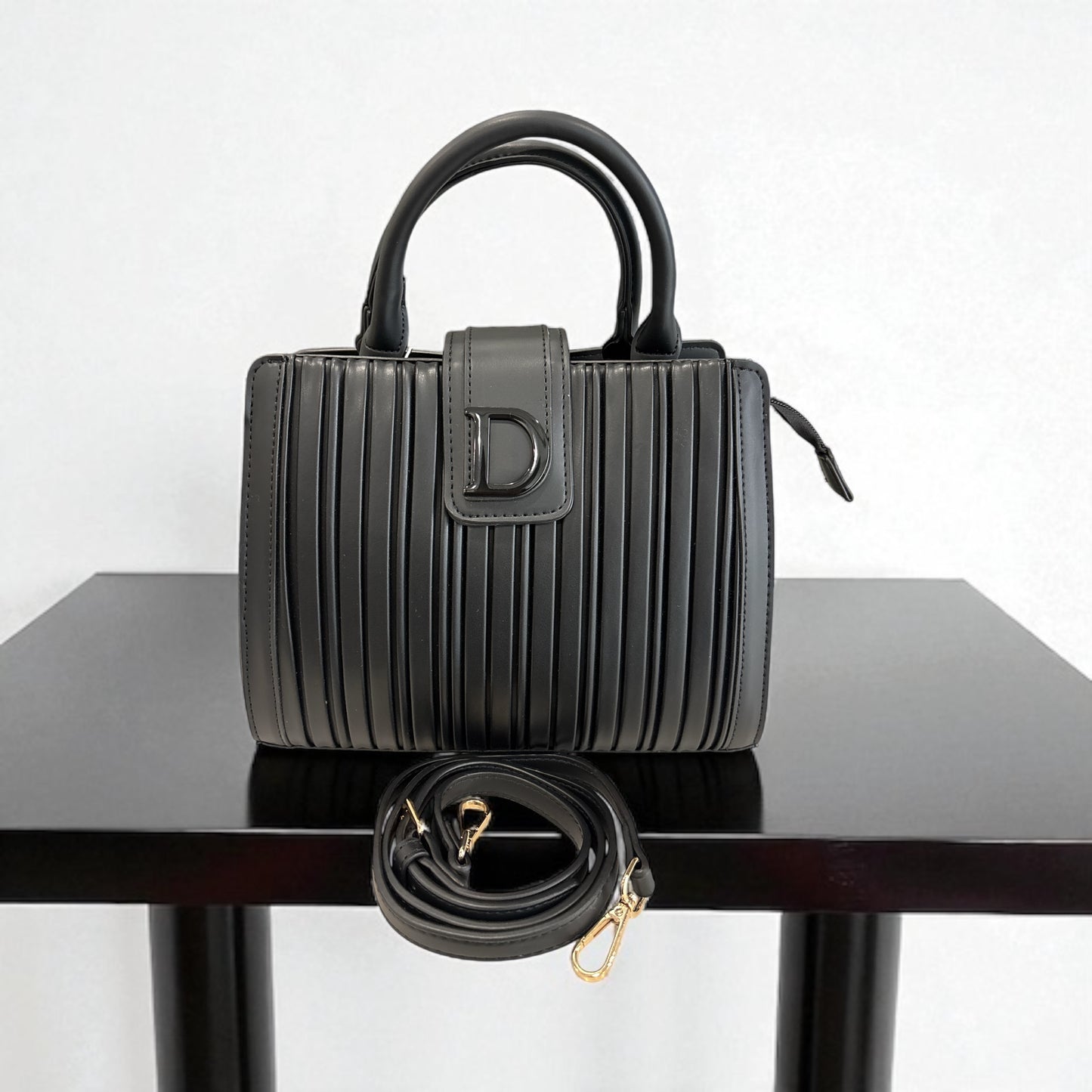 Noir Luxe Structured Tote