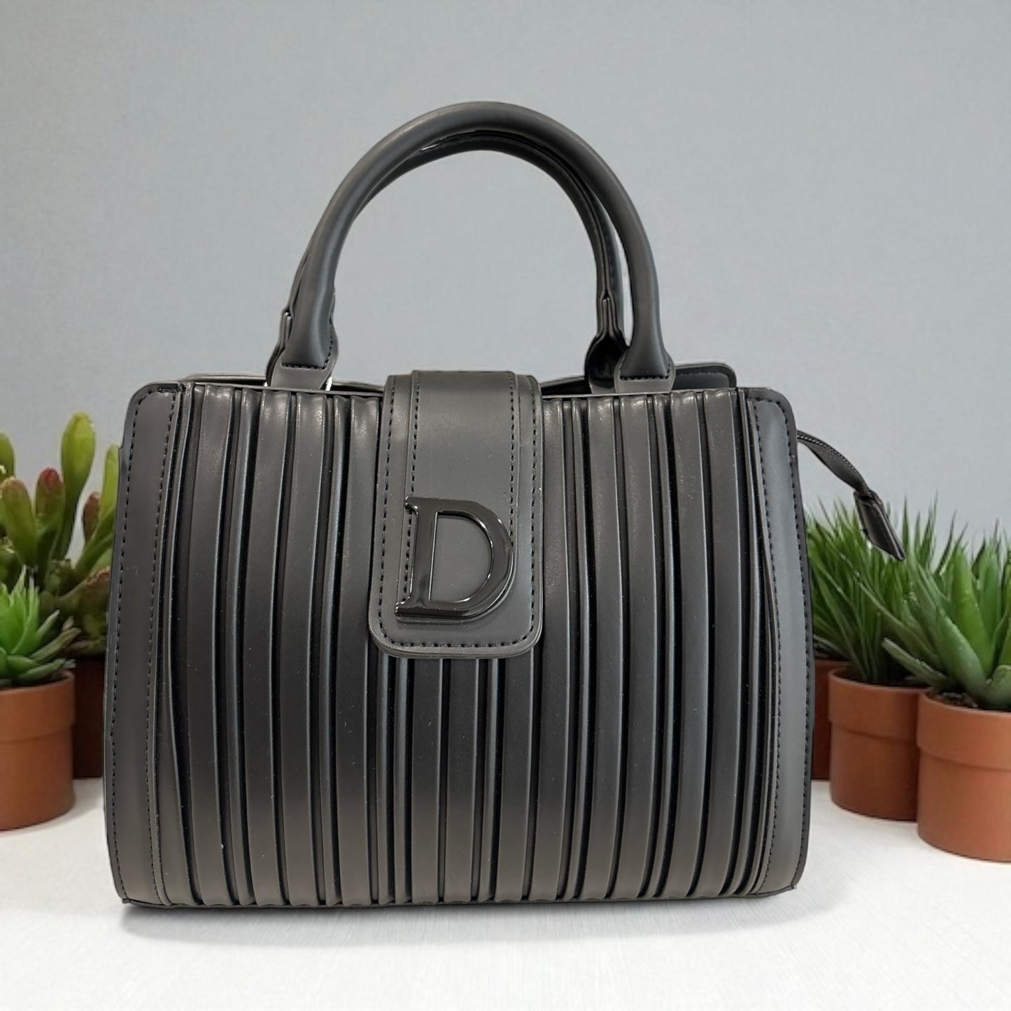 Noir Luxe Structured Tote