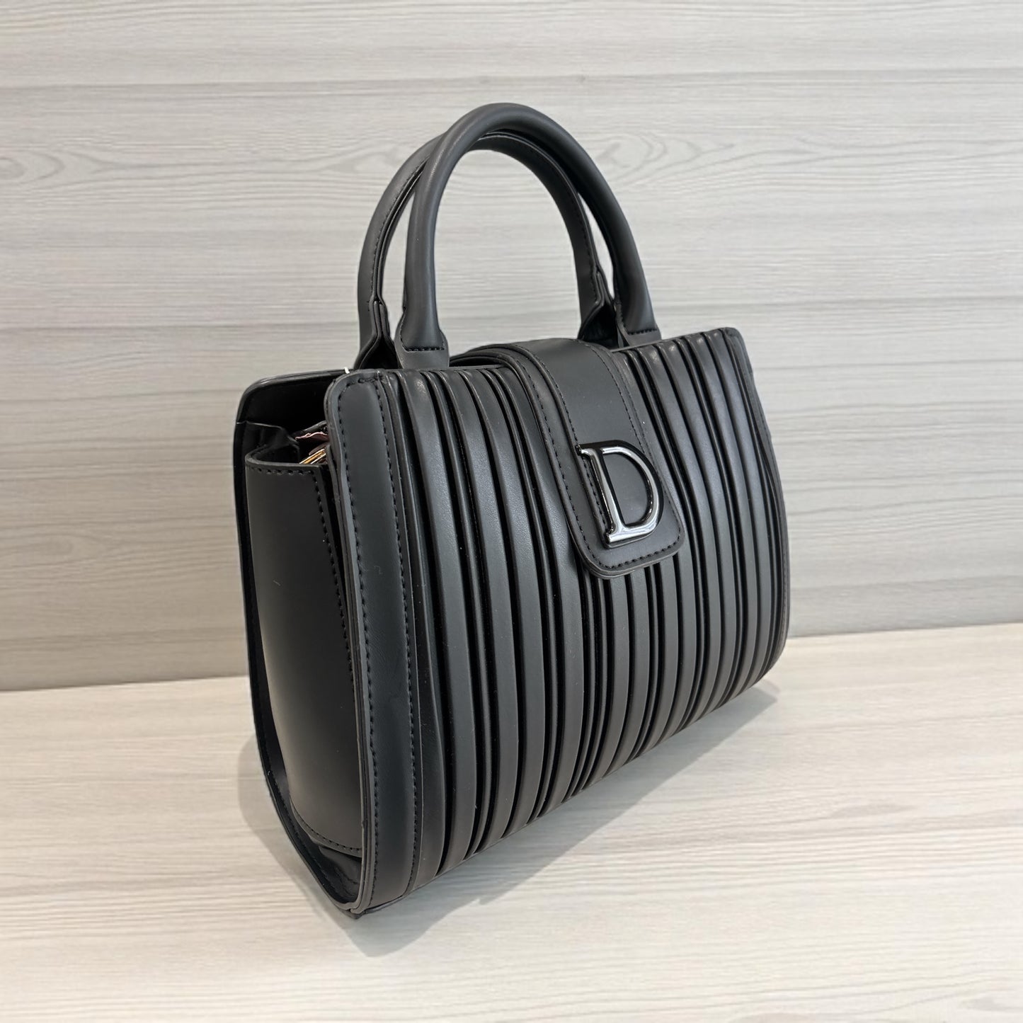 Noir Luxe Structured Tote